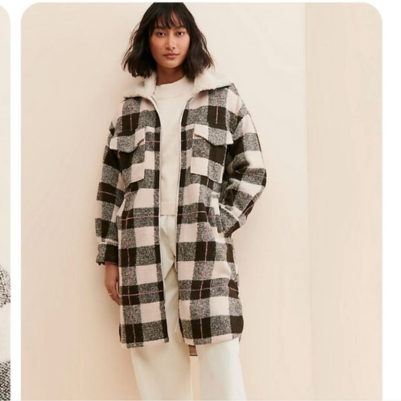 Anthropologie Harlow Checkered Knit Fleece Coat XXS Oversized - Picture 16 of 16